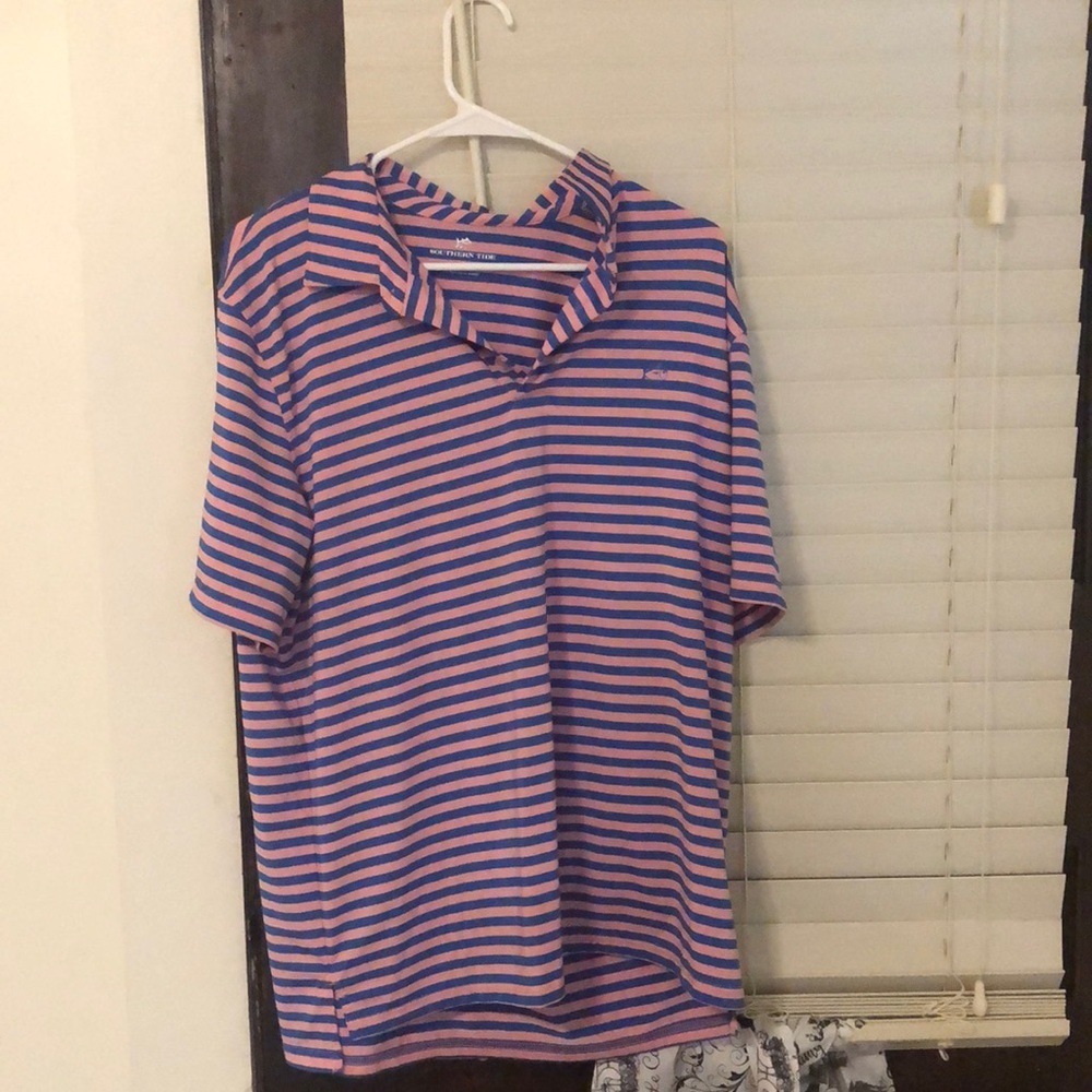 Southern Tide XL Polo Mens Shirt Pink Blue Stripes​​